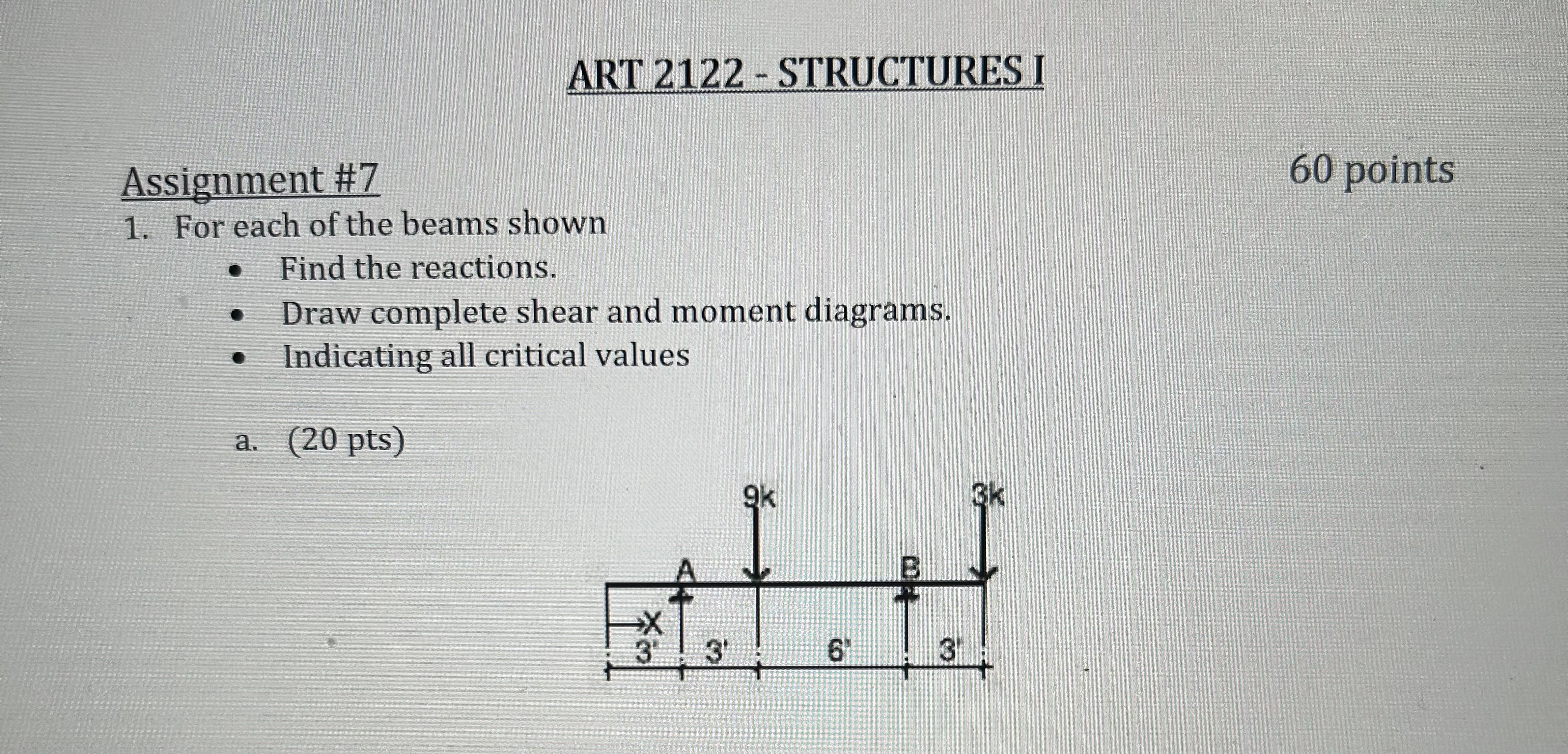ART 2 1 2 2 - STRUCTURES I Assignment # 7 6 0