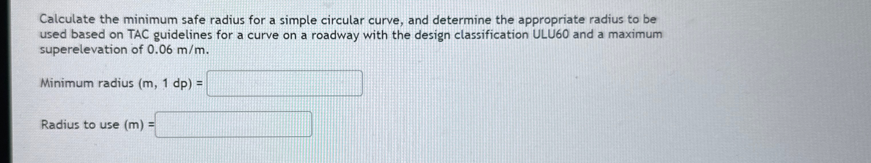 Calculate the minimum safe radius for a simple