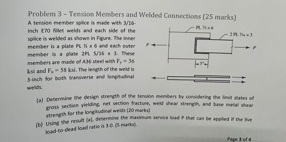 Problem 3 - Tension Members and Welded