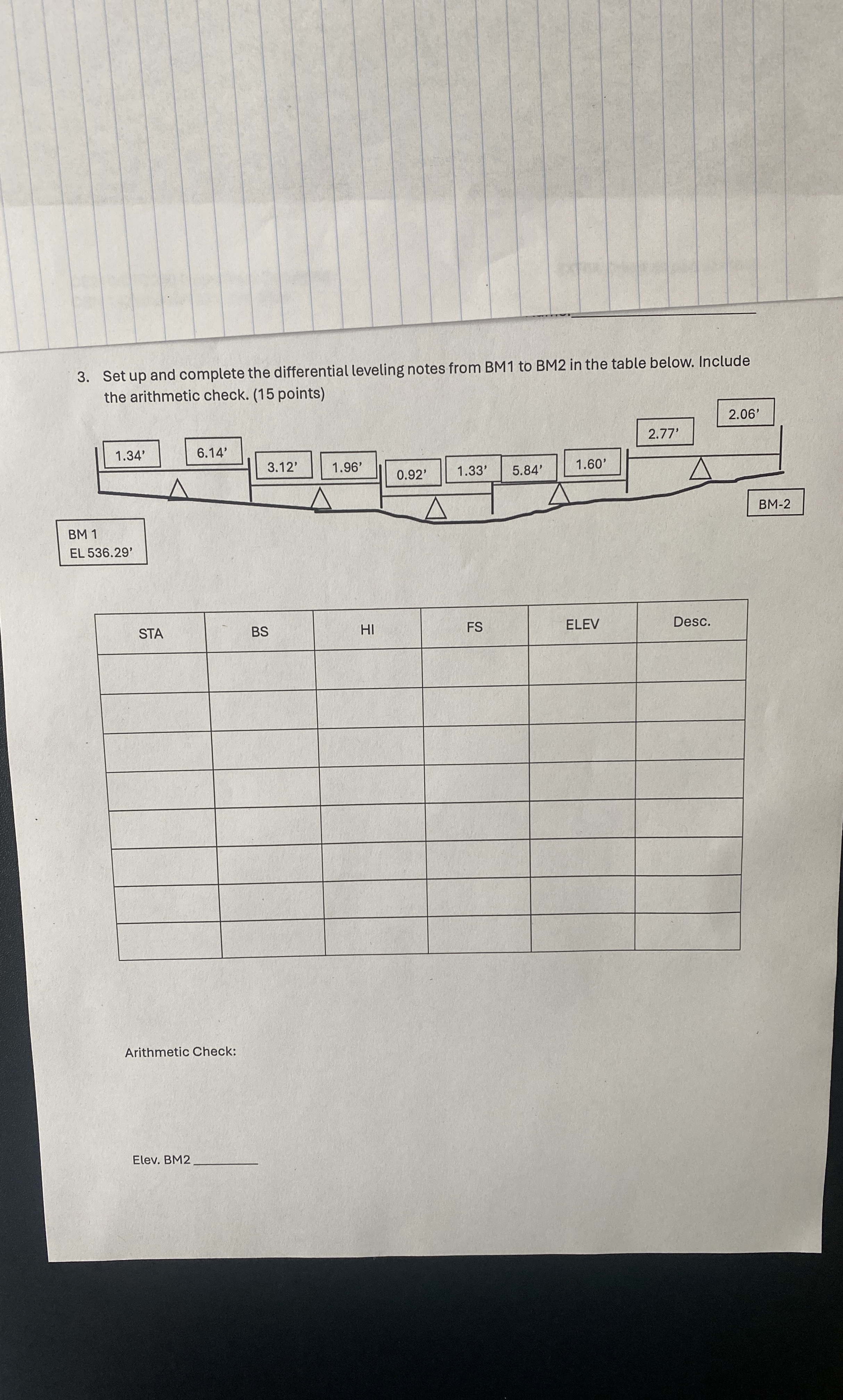 Set up and complete the differential leveling