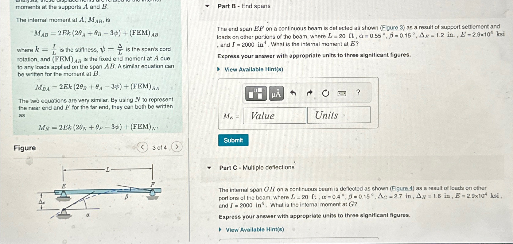 moments at the supports A and B . The internal