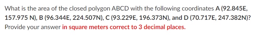 What is the area of the closed polygon ABCD with
