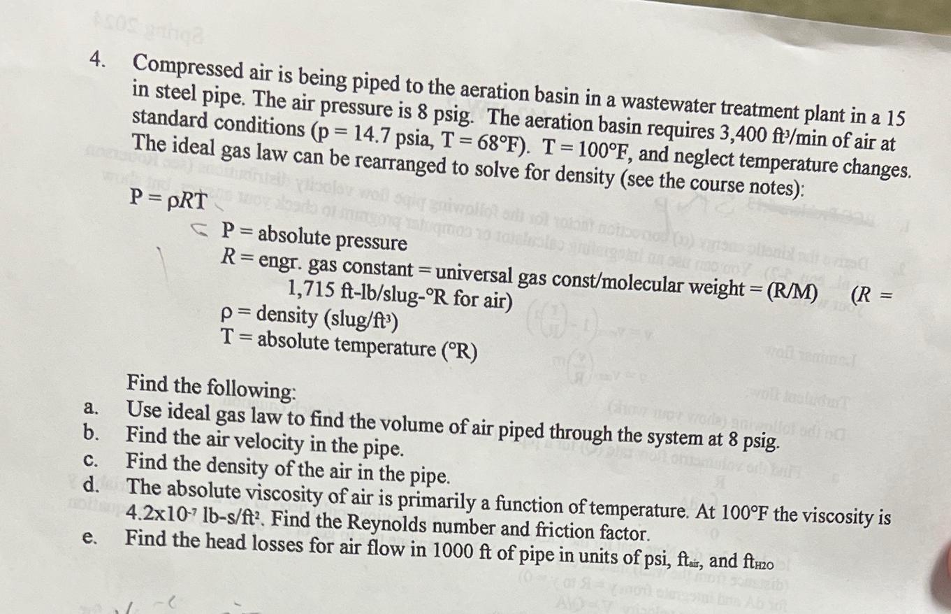 Compressed air is being piped to the aeration