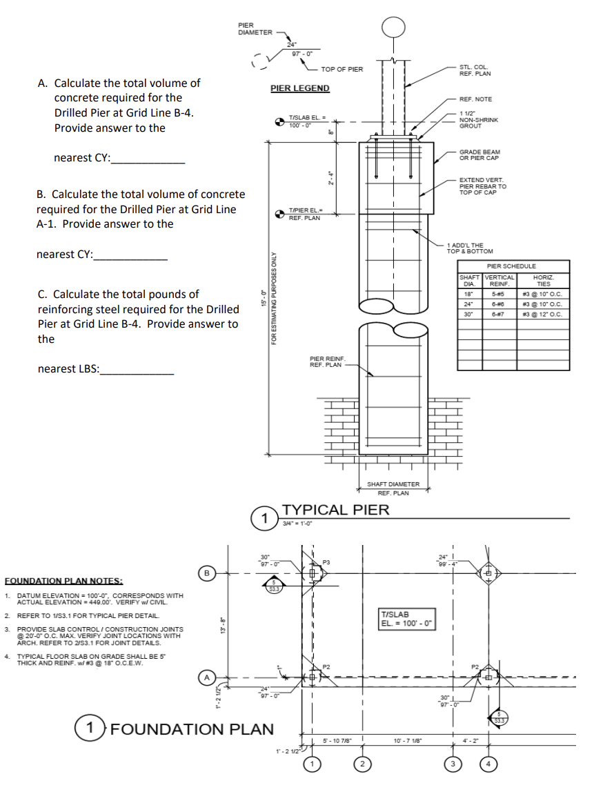 B . Calculate the total volume of concrete