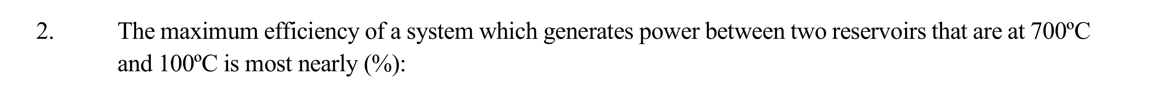 The maximum efficiency of a system which