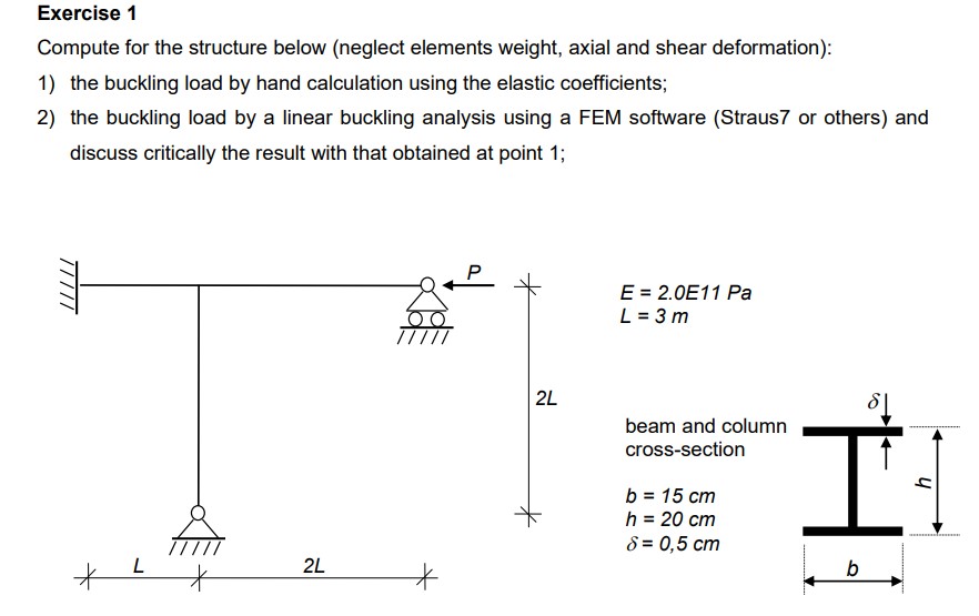 Exercise 1 Compute for the structure below (