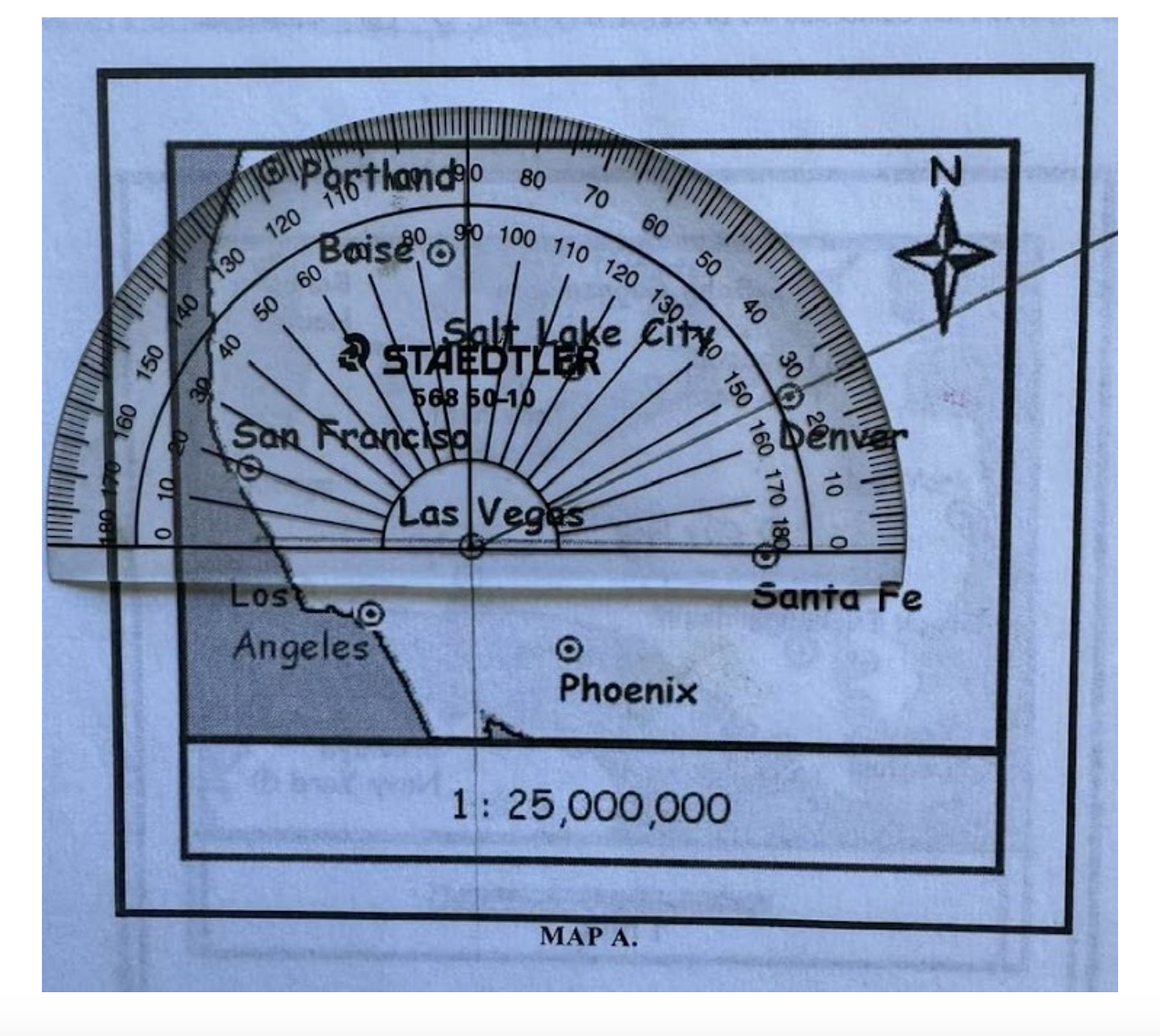 Determine the azimuth direction in degrees and
