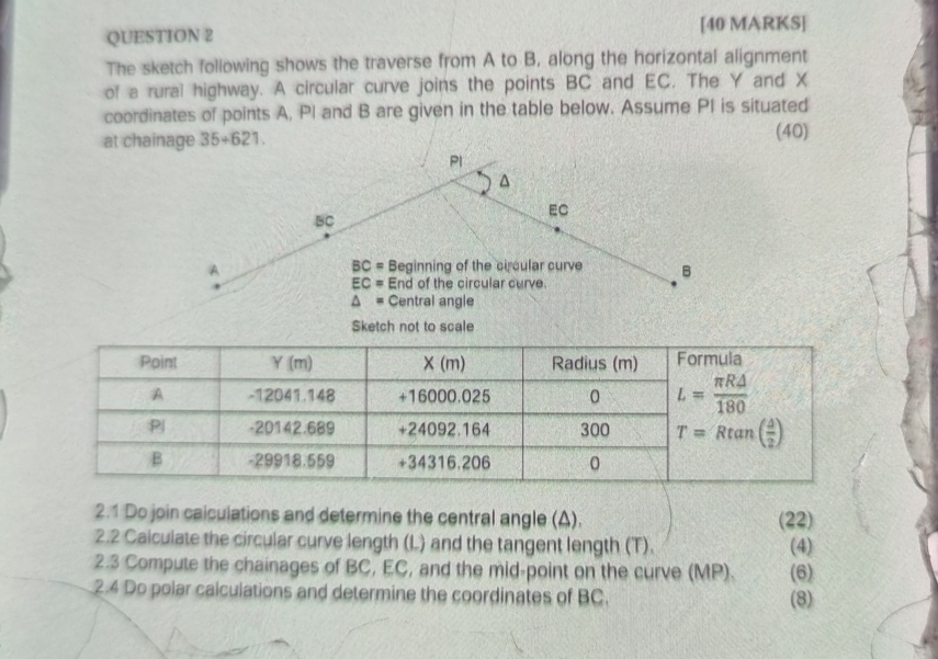 QUESTION 2 [ 4 0 MARKS ] The sketch following