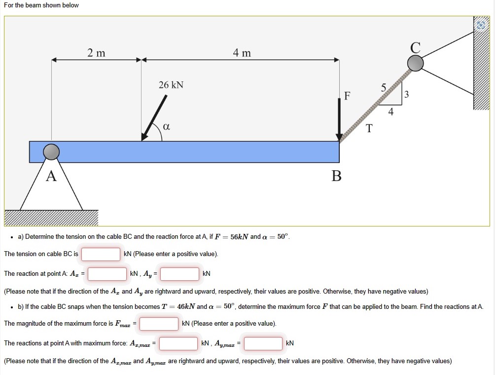 a ) Determine the tension on the cable B C and