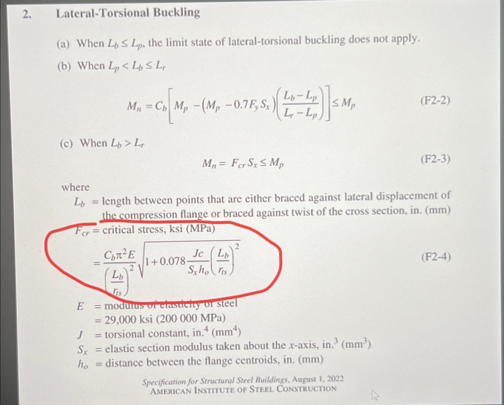 Please calculate the For as per equation F 2 - 4