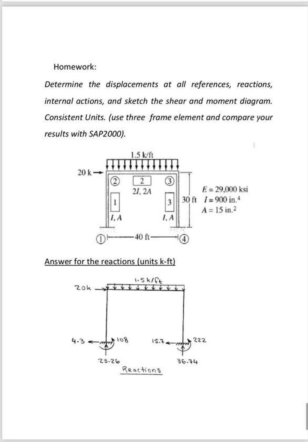 Using the matrix Determine the displacements at