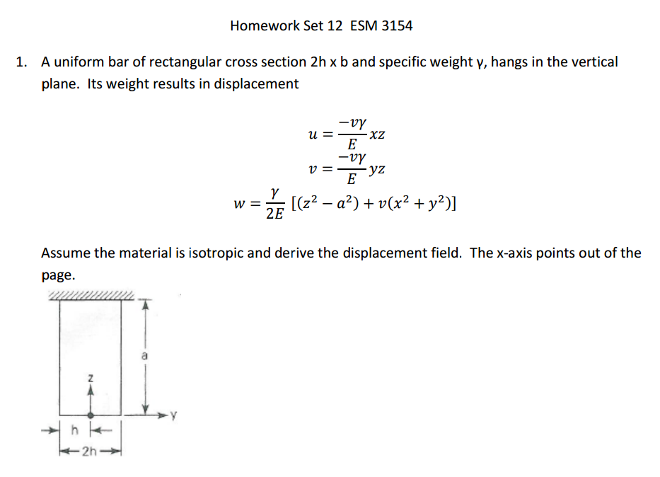 A uniform bar of rectangular cross section 2 h b