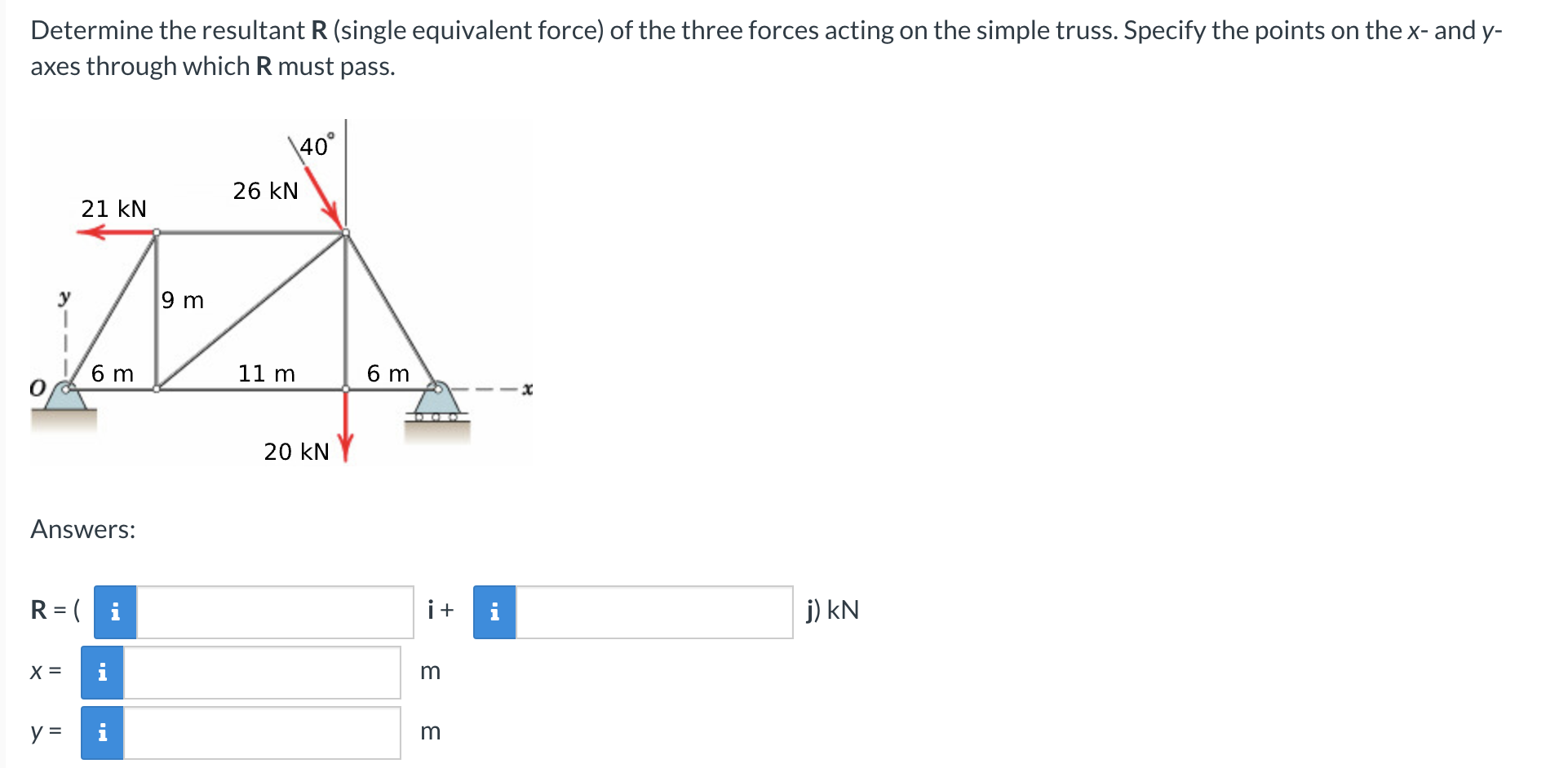 Determine the resultant R ( single equivalent
