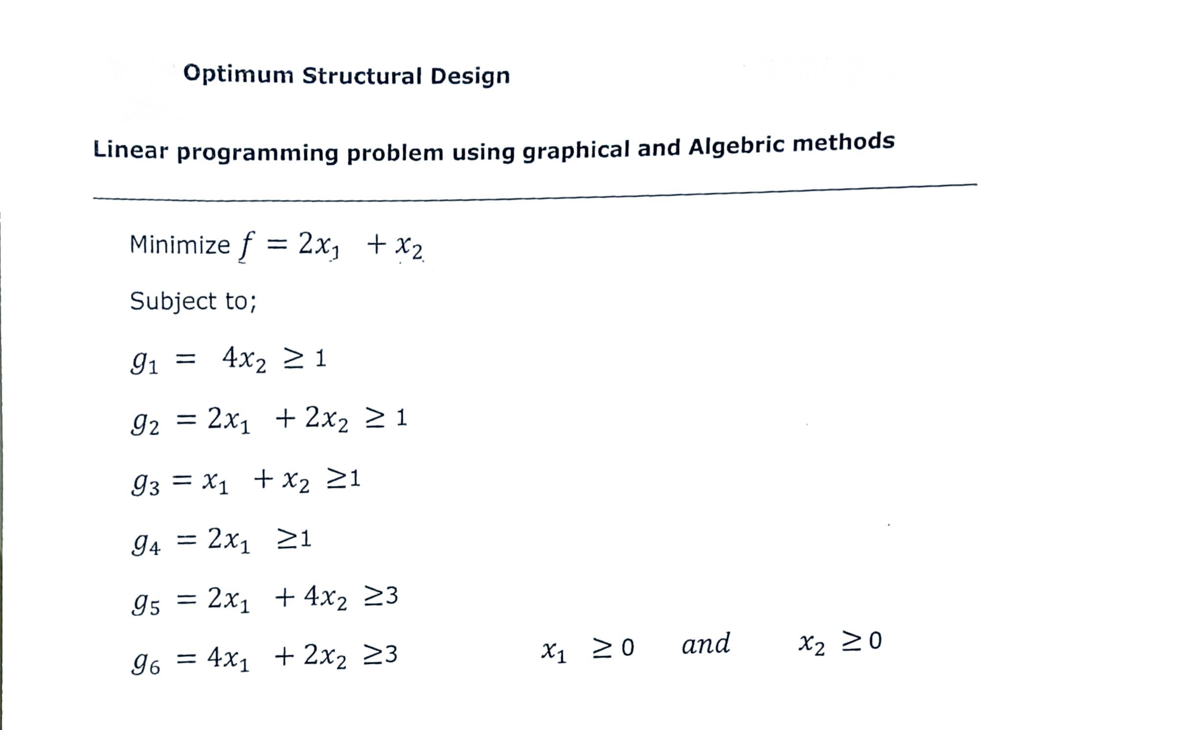 Optimum Structural Design Linear programming