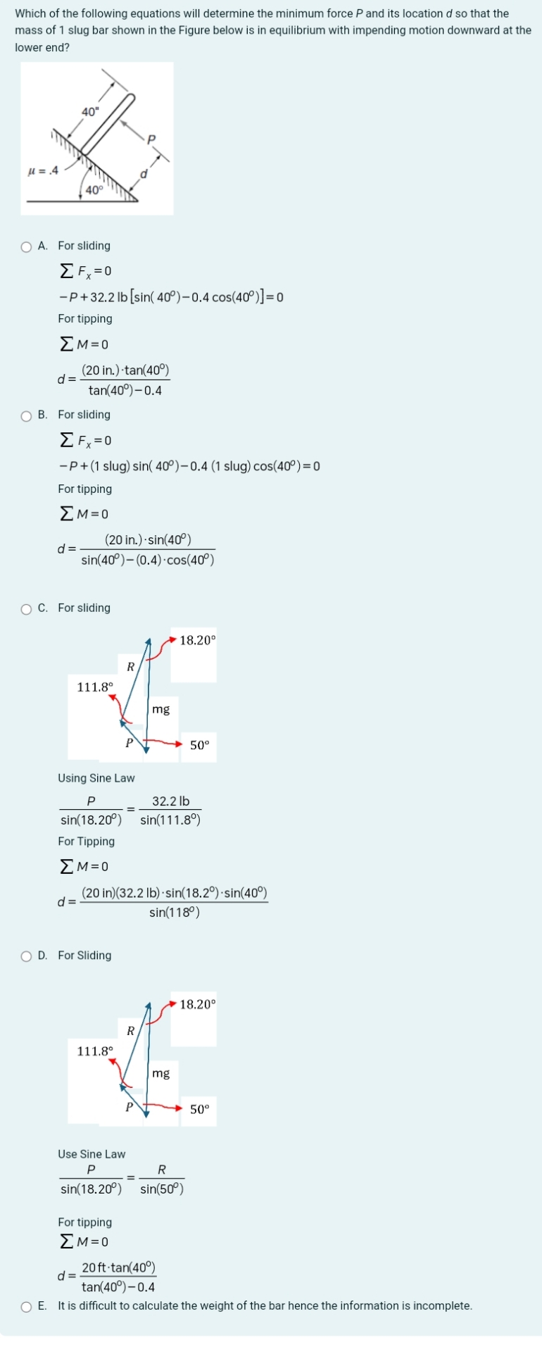 Which of the following equations will determine