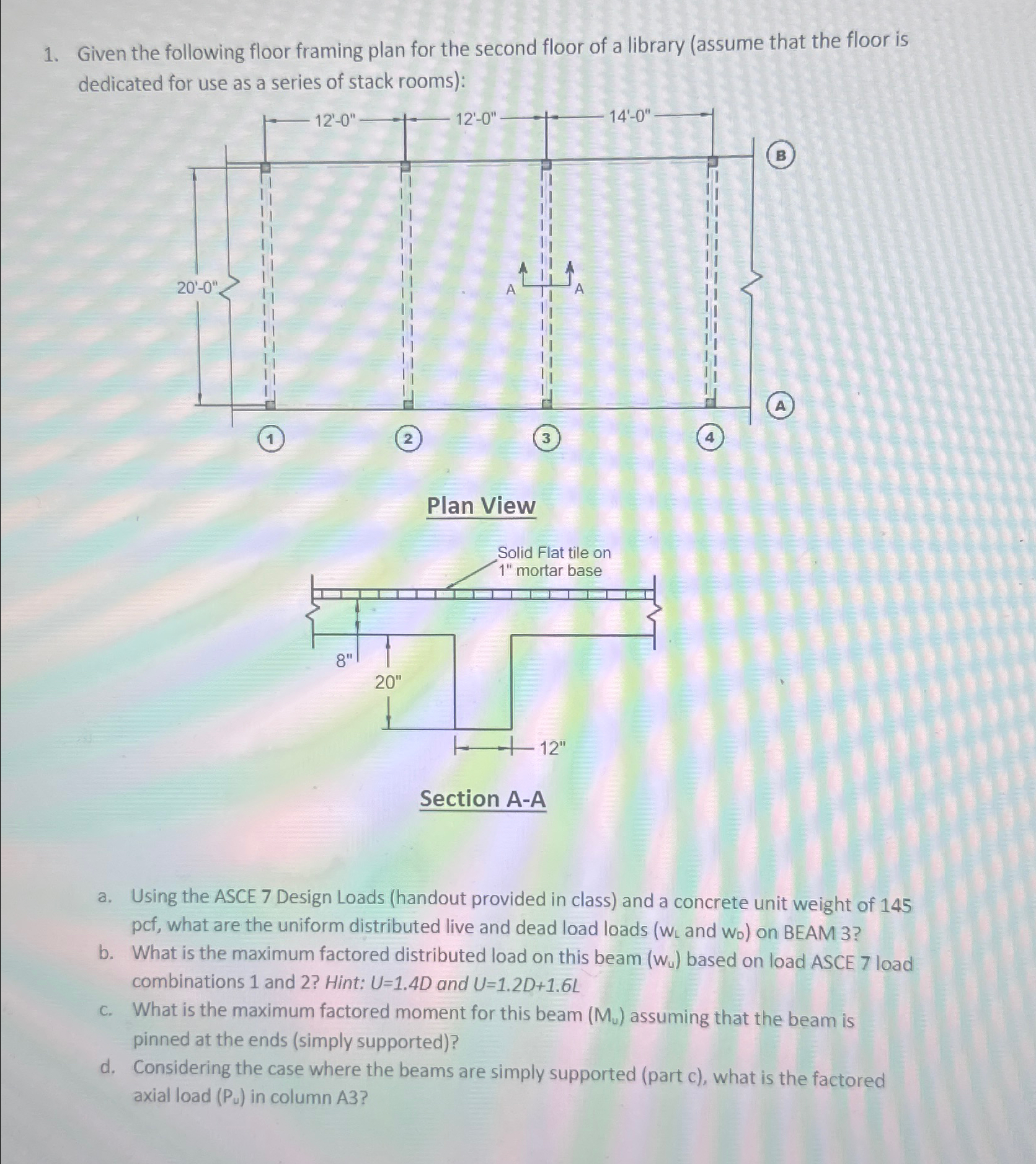 Given the following floor framing plan for the