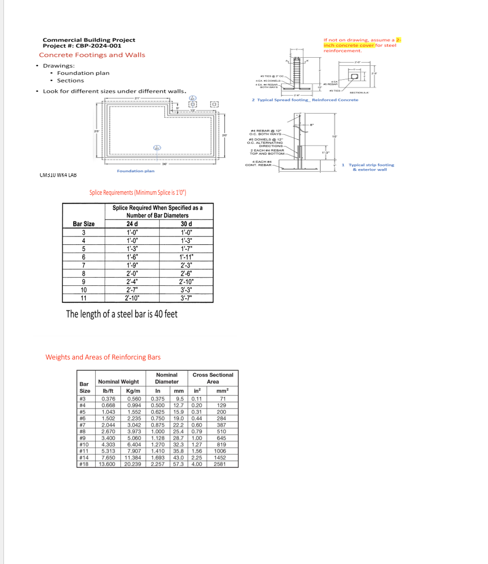 Review the provided drawings. 2 . Use the Excel