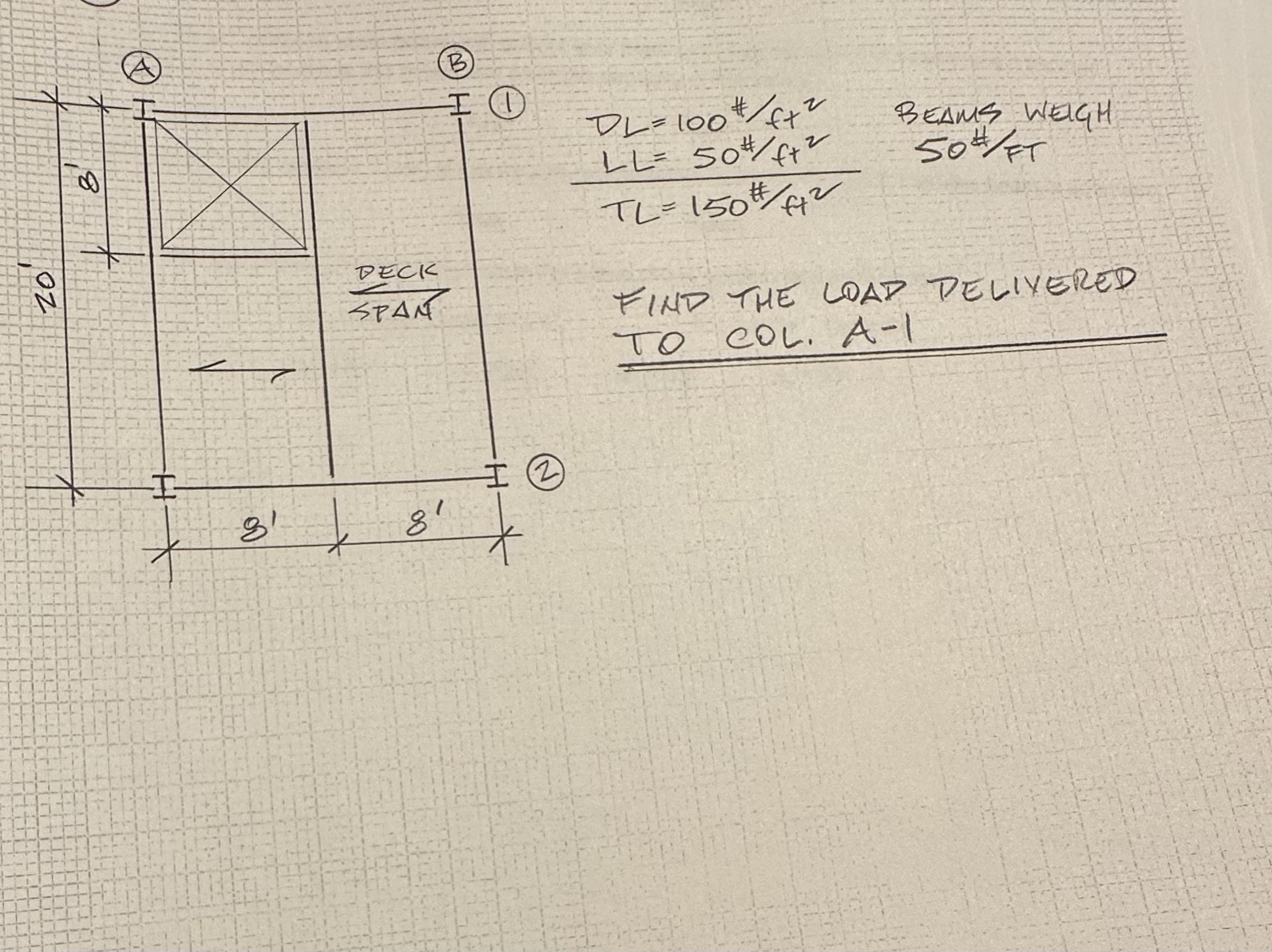D L = 1 0 0 # f t 2 BEAMS WeIGH L L = 5 0 f t 2 ,
