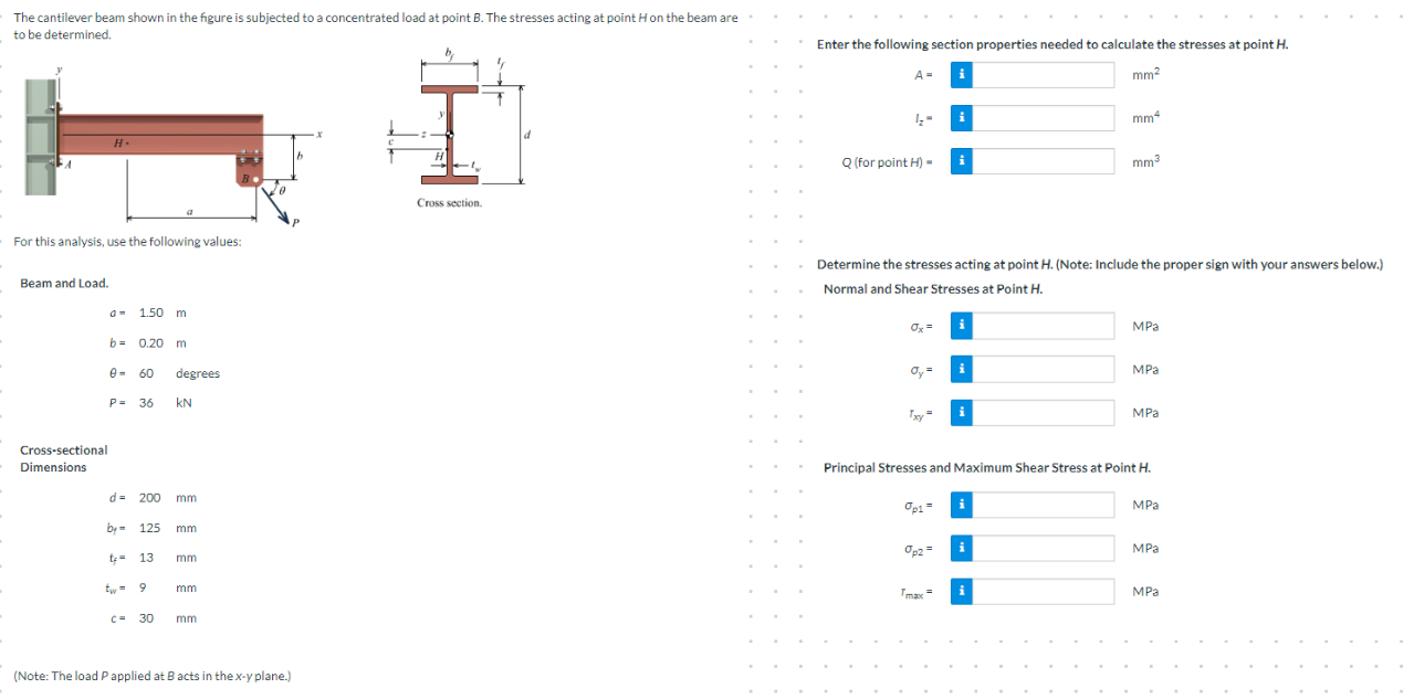 The cantilever beam shown in the figure is