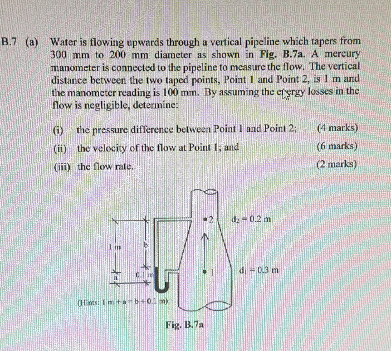 B . 7 ( a ) Water is flowing upwards through a