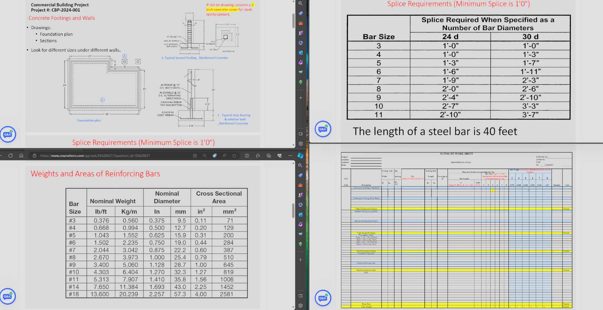 Determine the concrete volume in cubic yards ( C