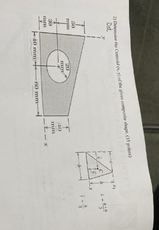 Determine the Centroid ( x , y ) of the given