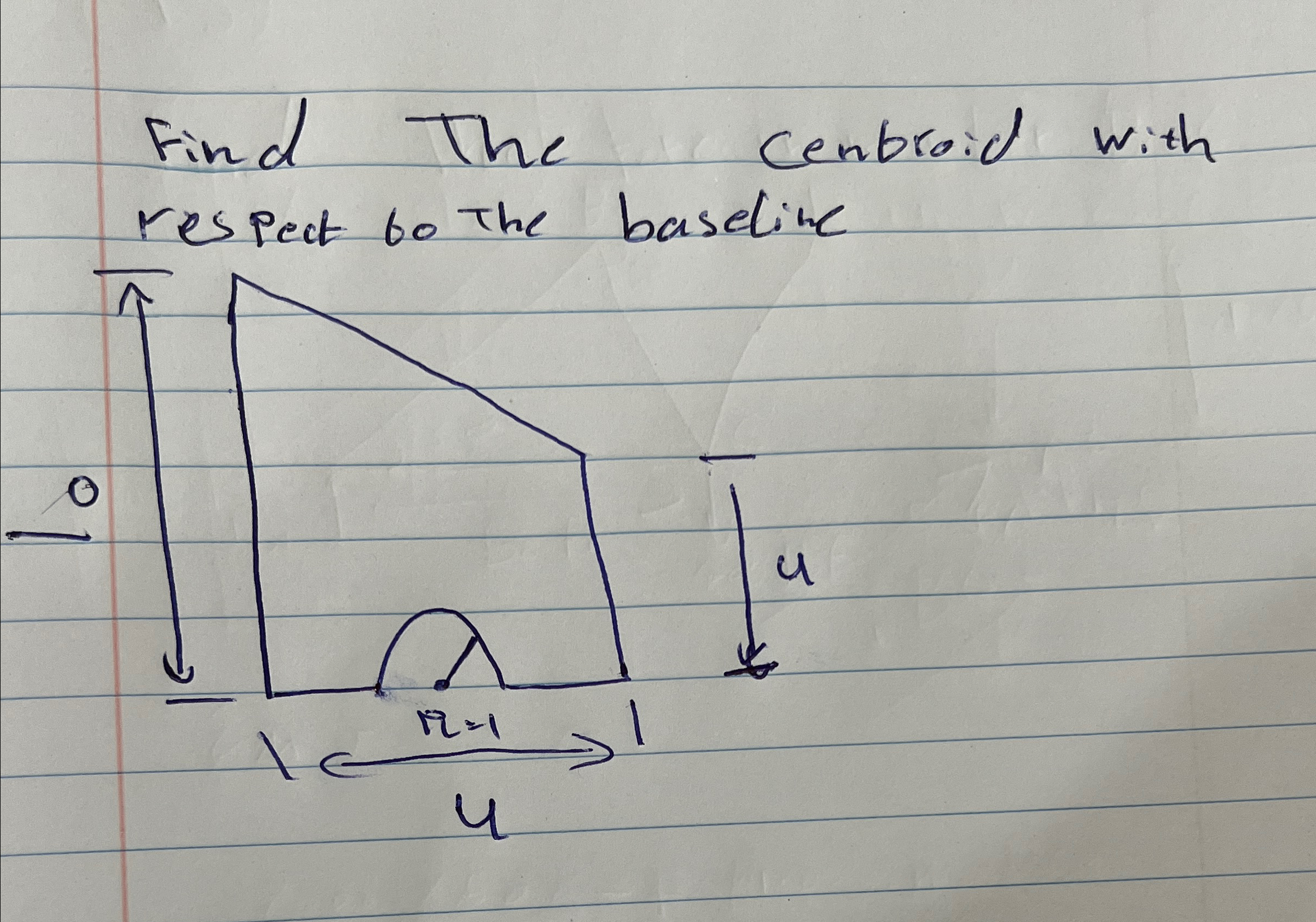 Find The cenbroid with respect to the baseline