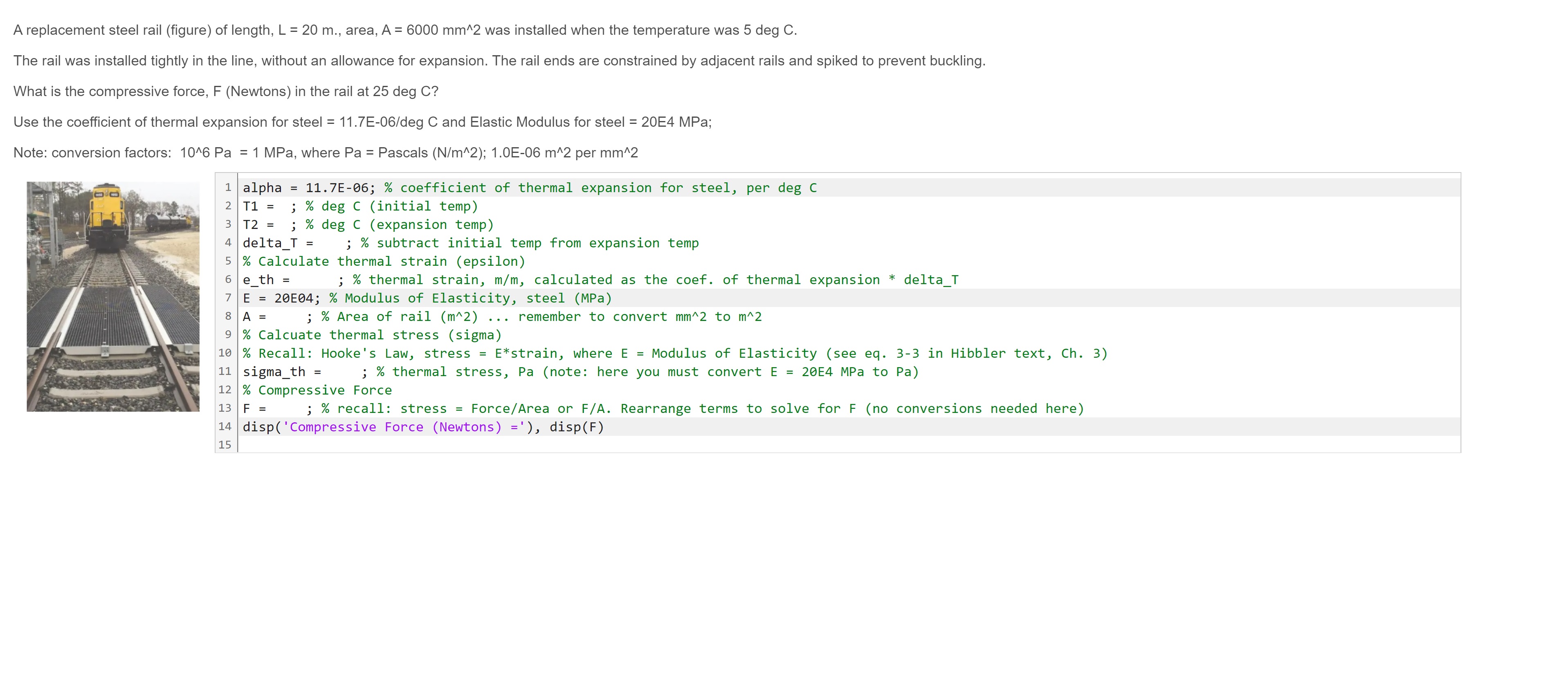 A replacement steel rail ( figure ) of length, L