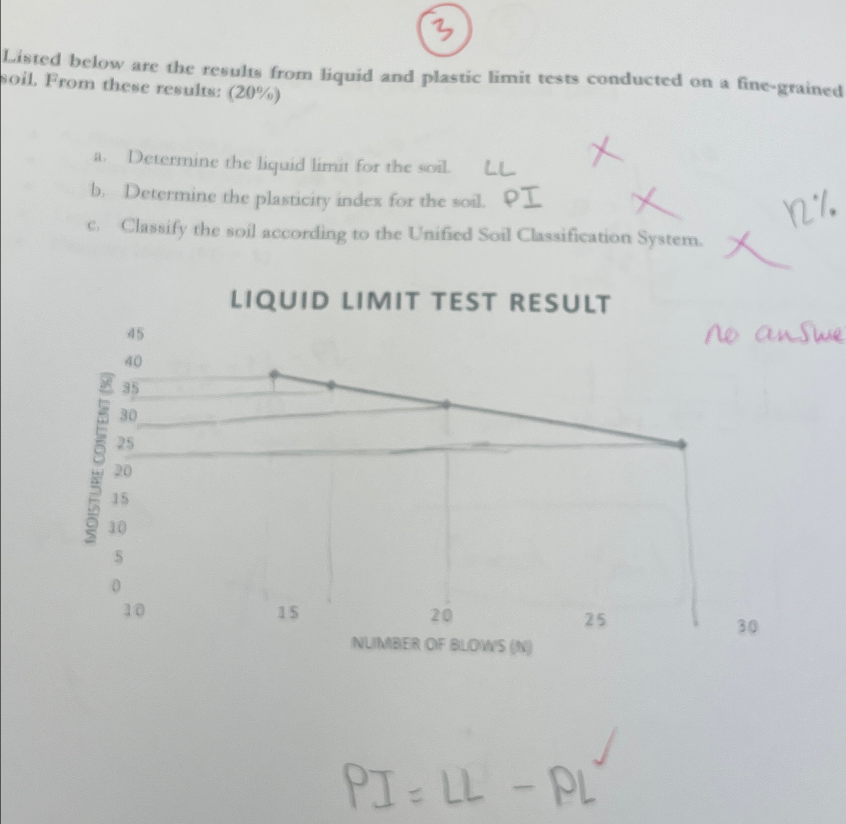 ( 3 ) Listed below are the results from liquid