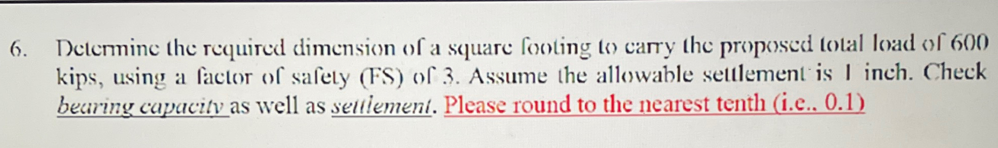 Determine the required dimension of a square
