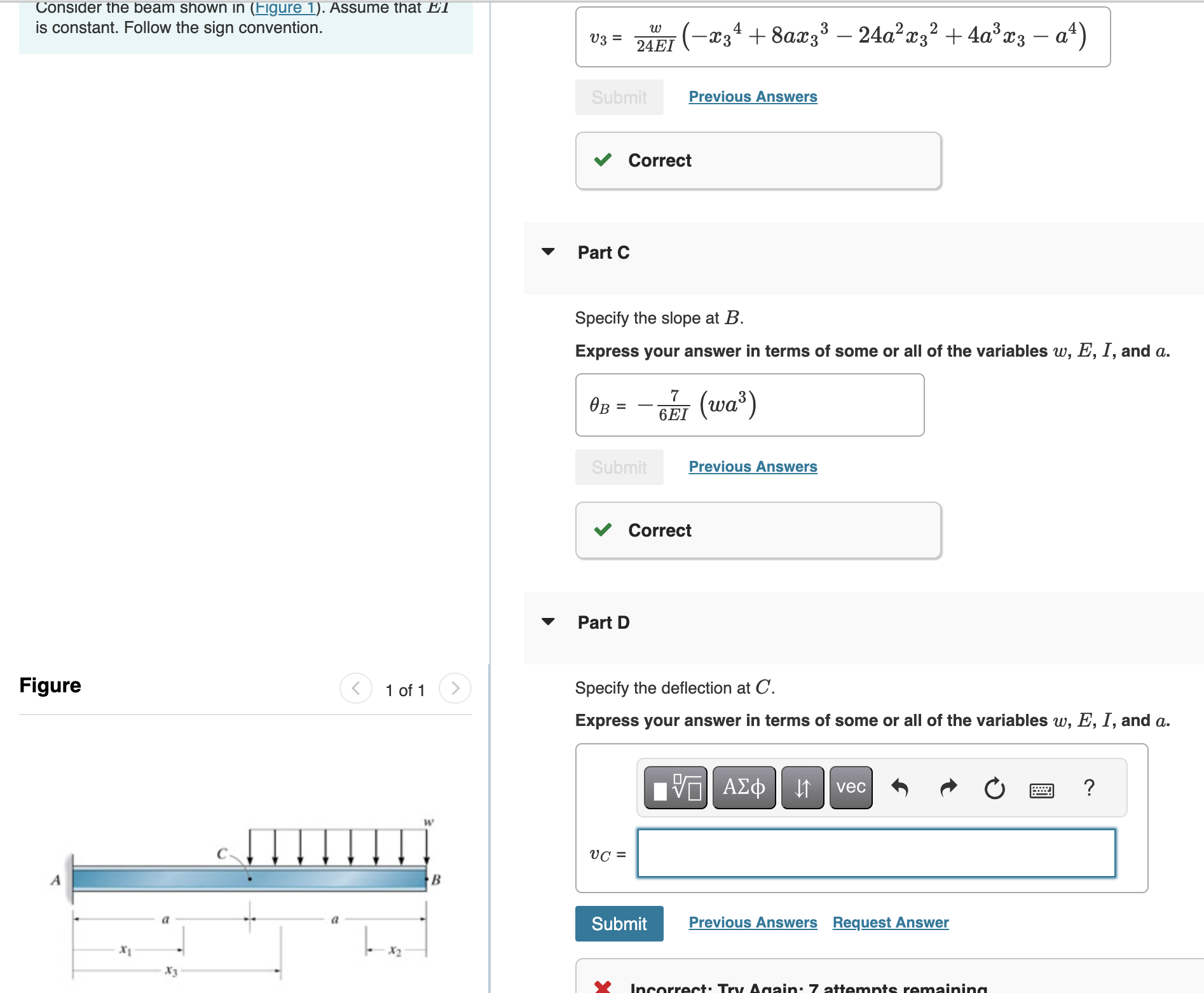 Consider the beam shown in ( Igure 1 ) . Assume