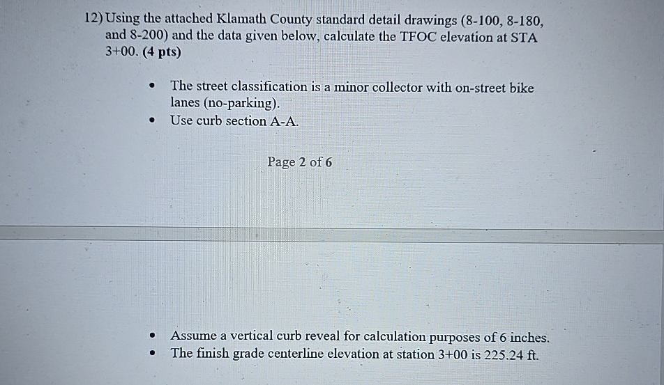 Using the attached Klamath County standard detail