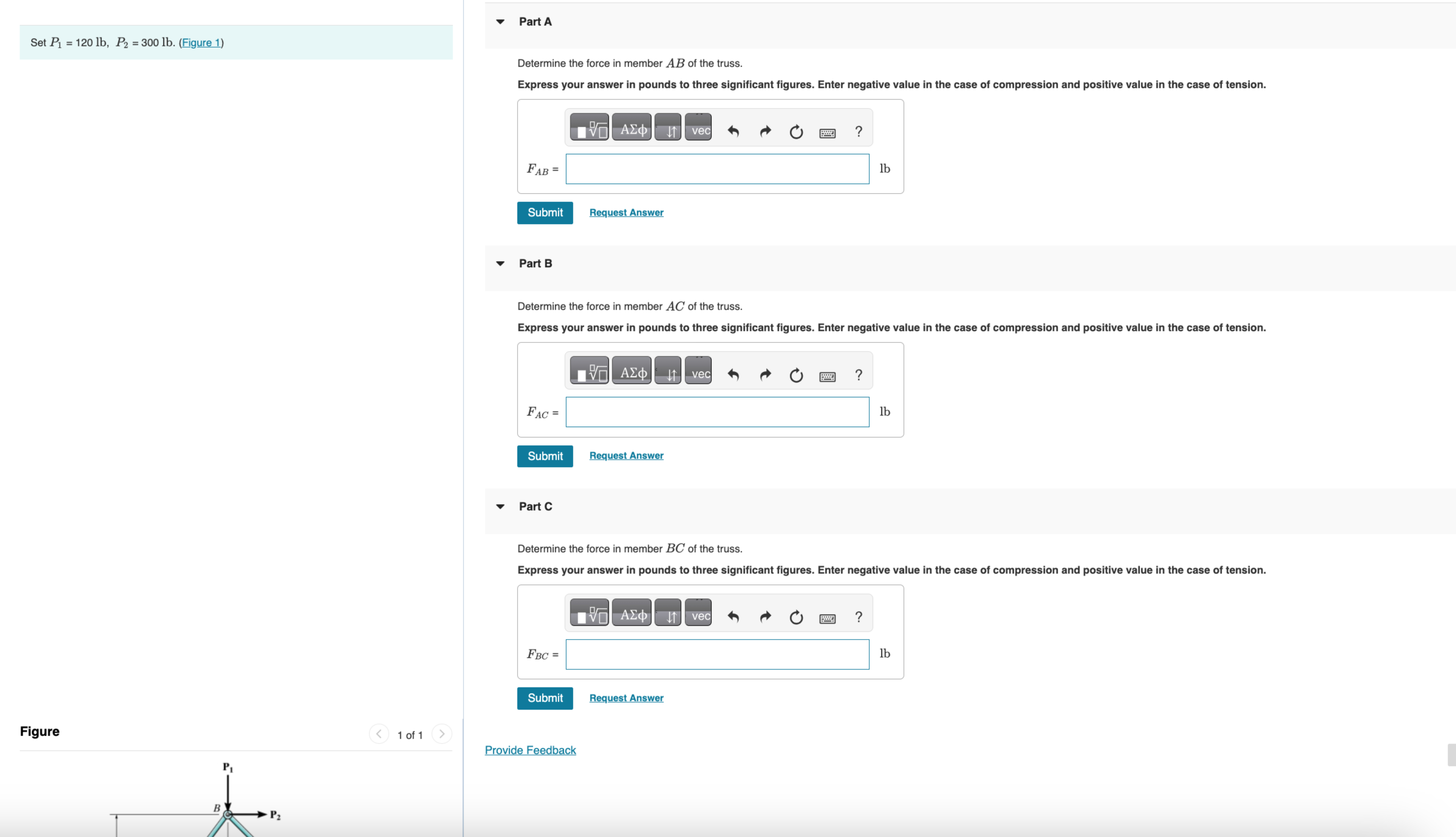 Set P 1 = 1 2 0 l b , P 2 = 3 0 0 l b . ( Figure