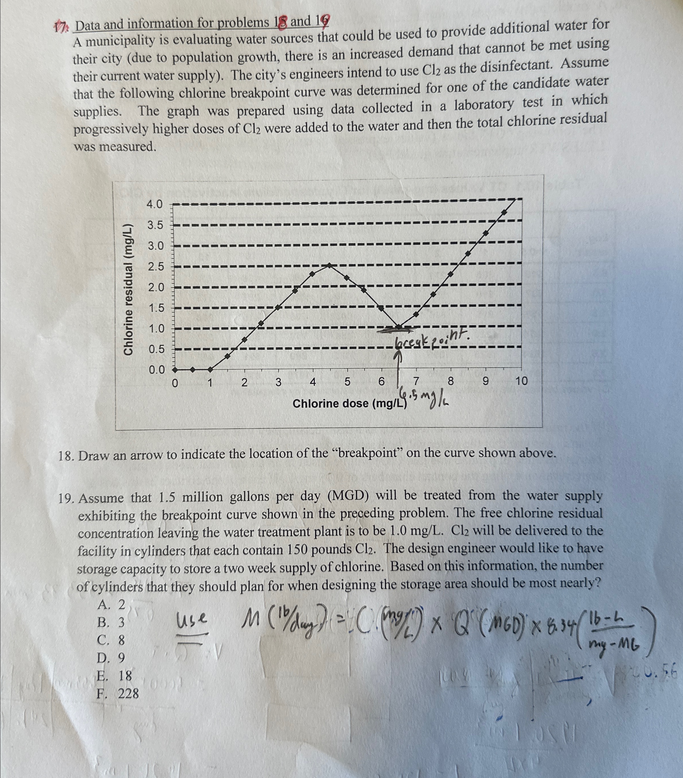 Data and information for problems 1 8 and 1 9 A