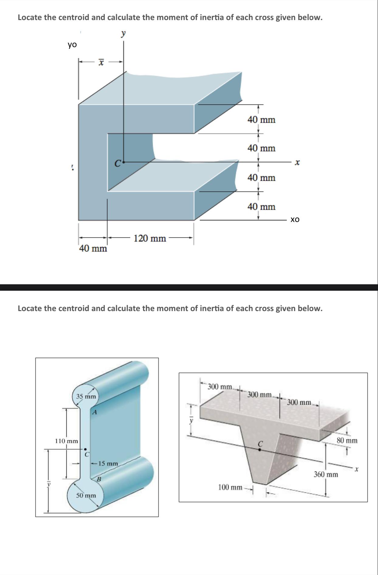 Locate the centroid and calculate the moment of