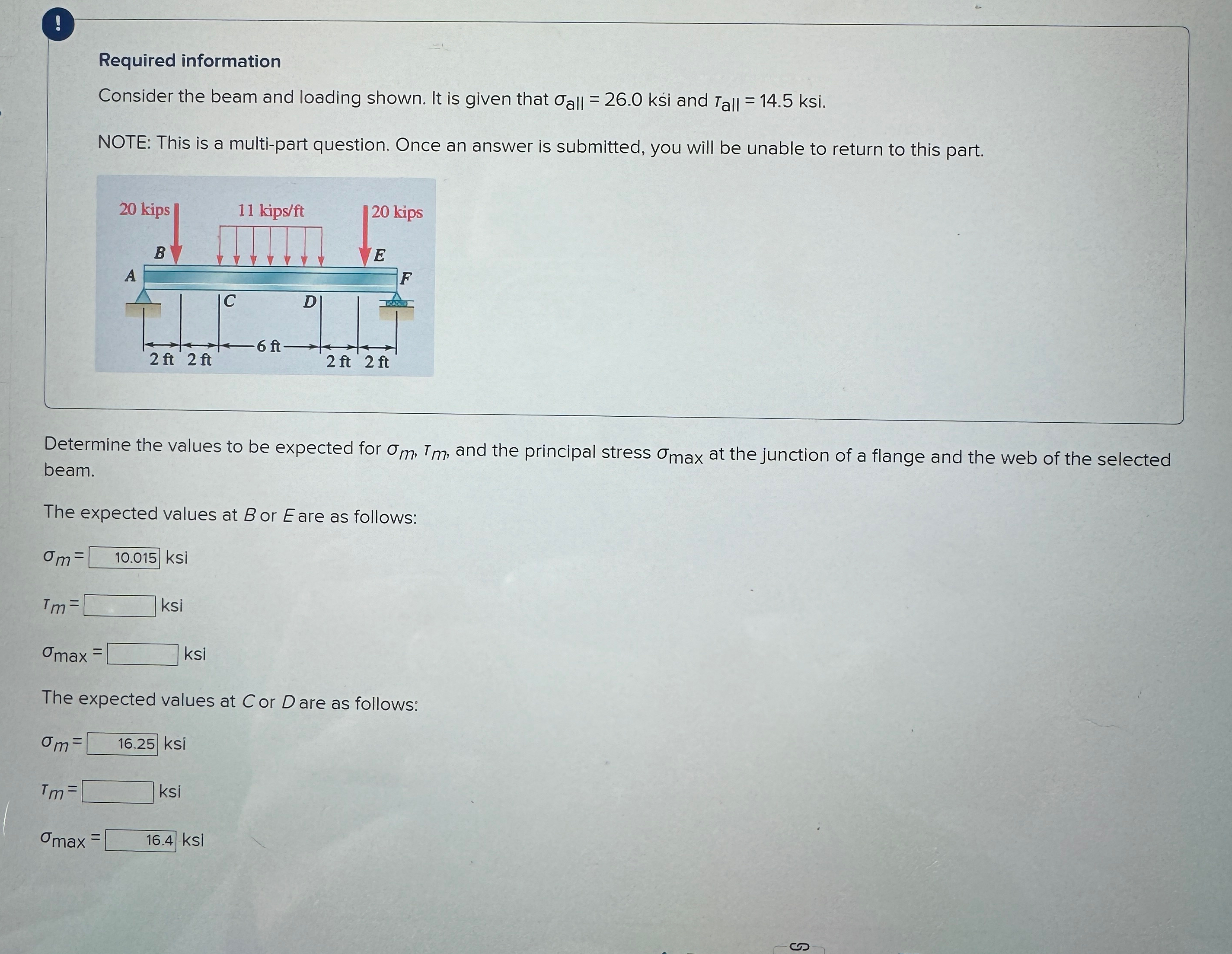Required information Consider the beam and