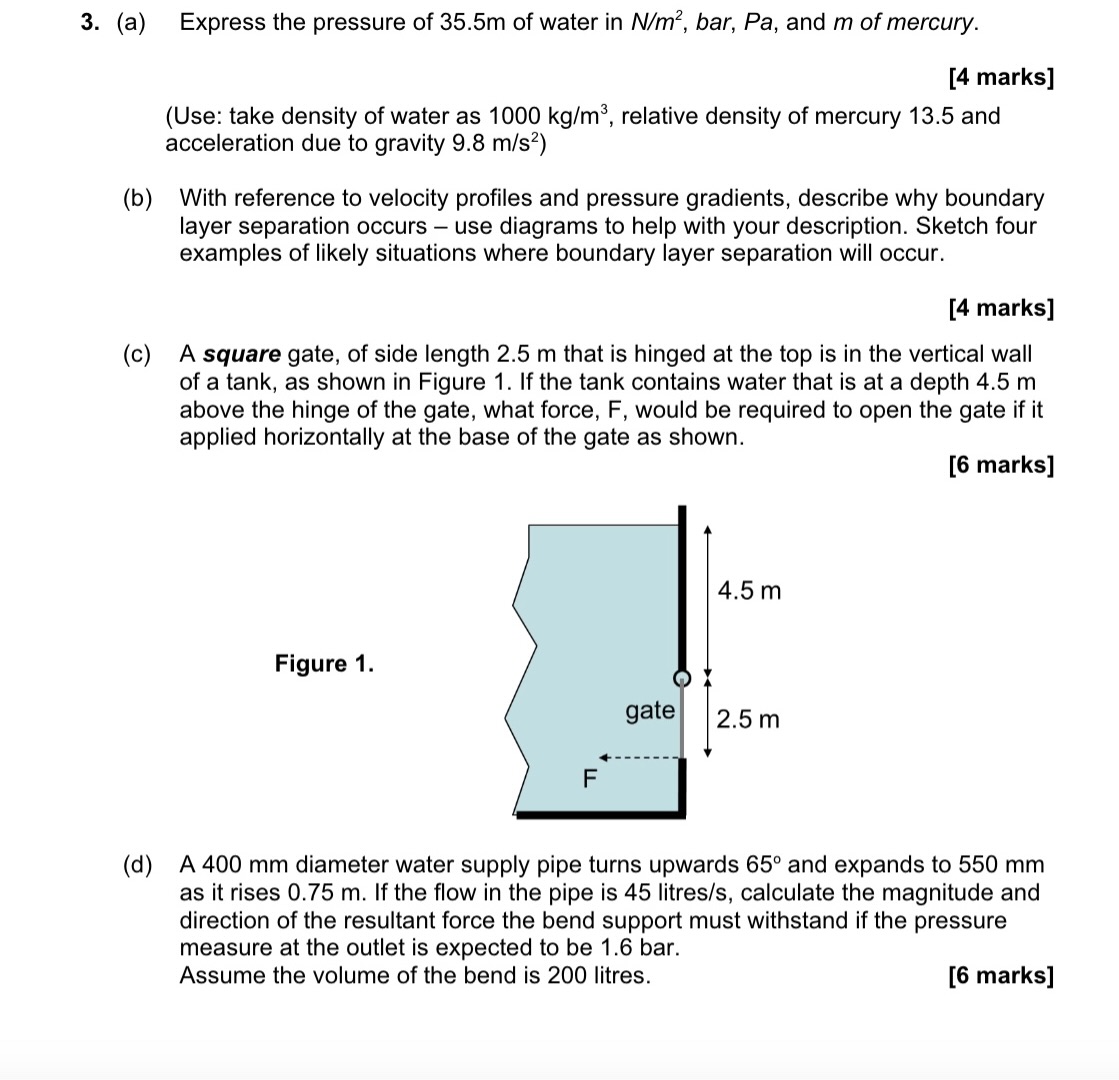 ( a ) Express the pressure of 3 5 . 5 m of water