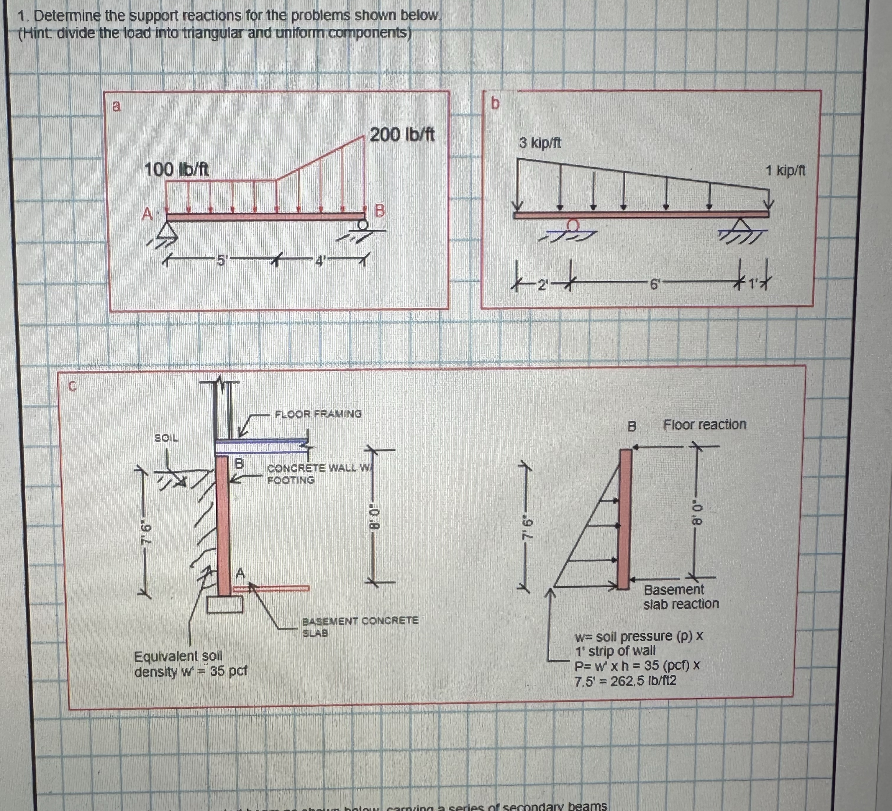Determine the support reactions for the problems