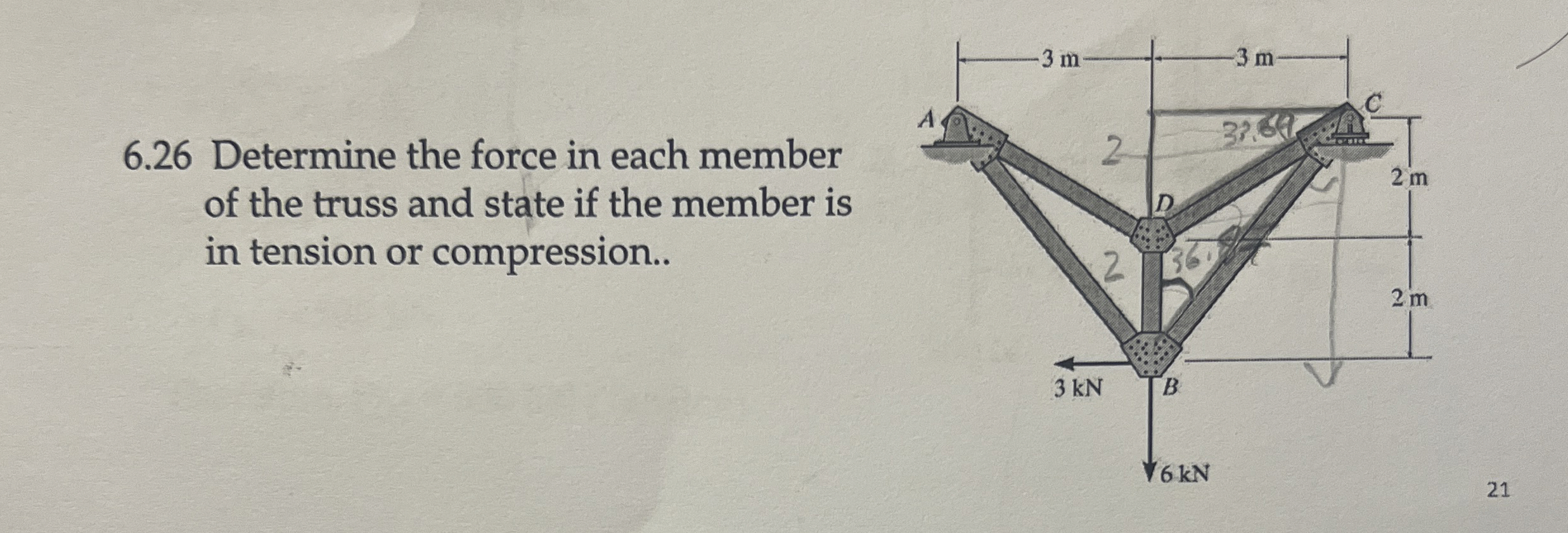6 . 2 6 Determine the force in each member of the