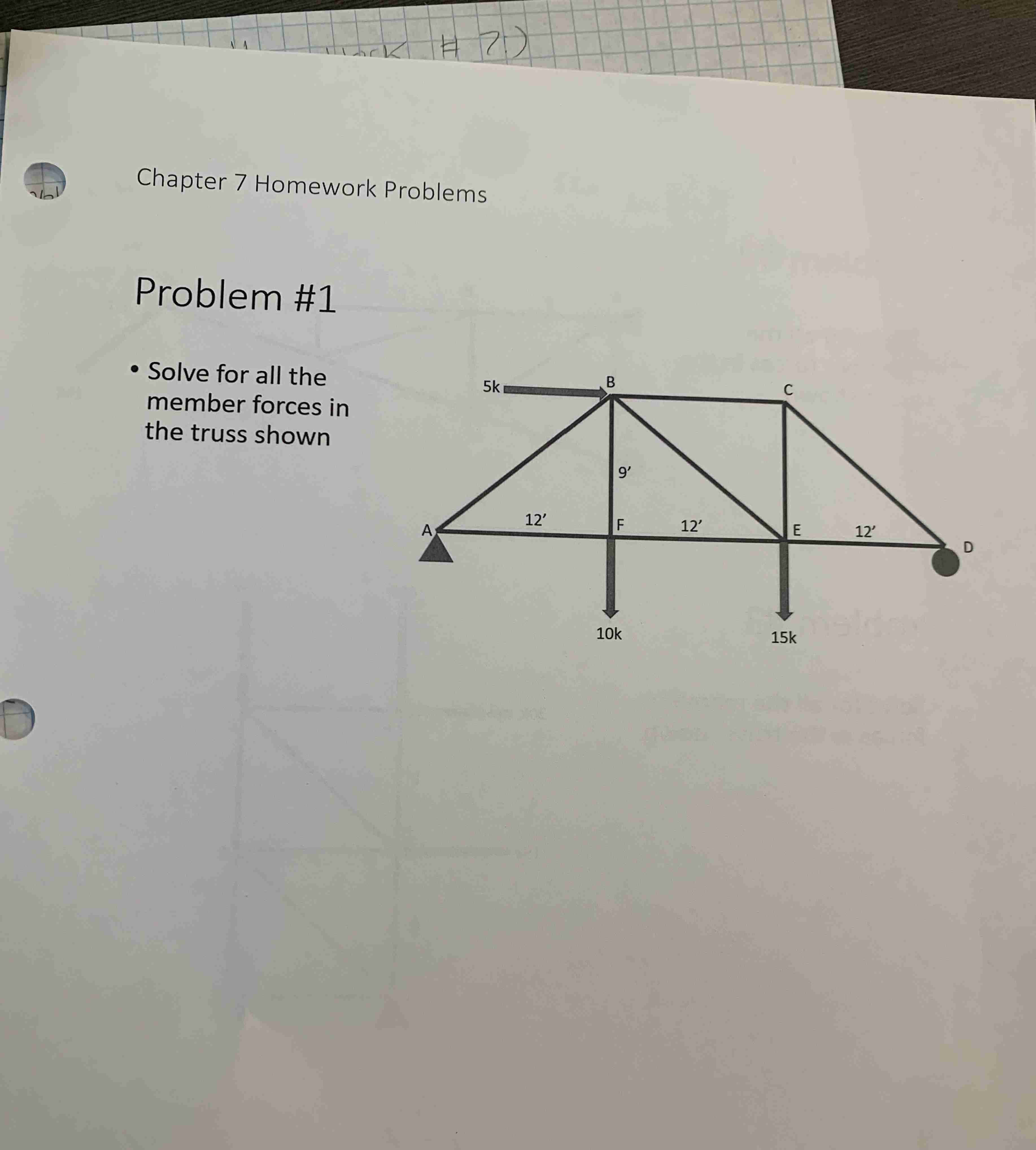 Chapter 7 Homework Problems Problem # 1 Solve for