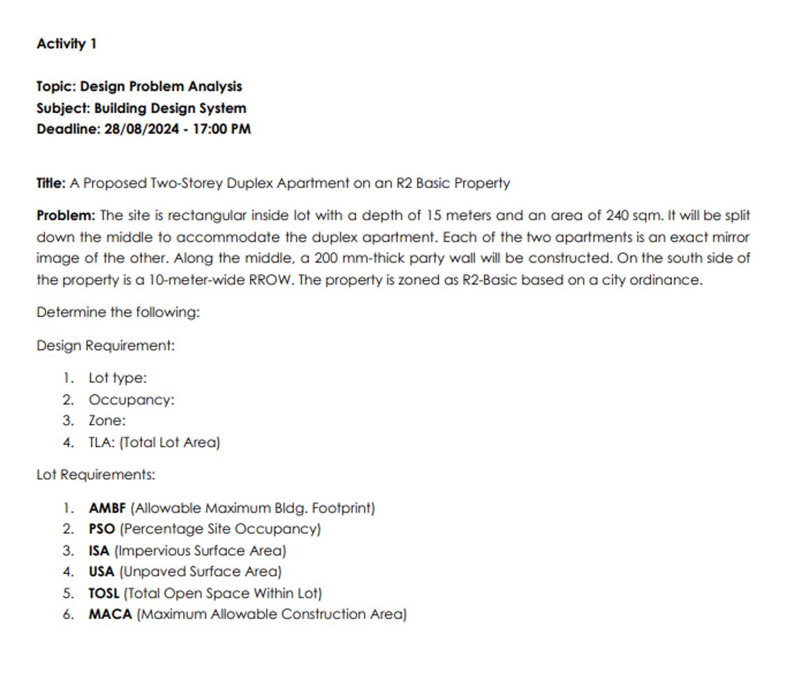 Title: A Proposed Two - Storey Duplex Apartment