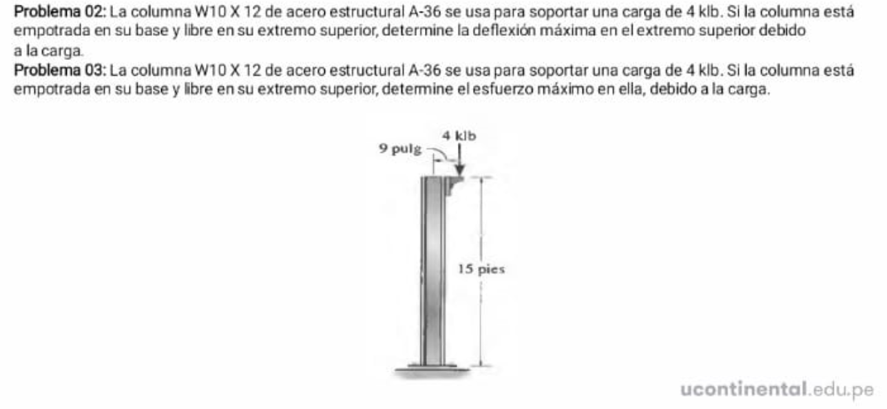 Problema 0 2 : La columna W 1 0 X 1 2 de acero
