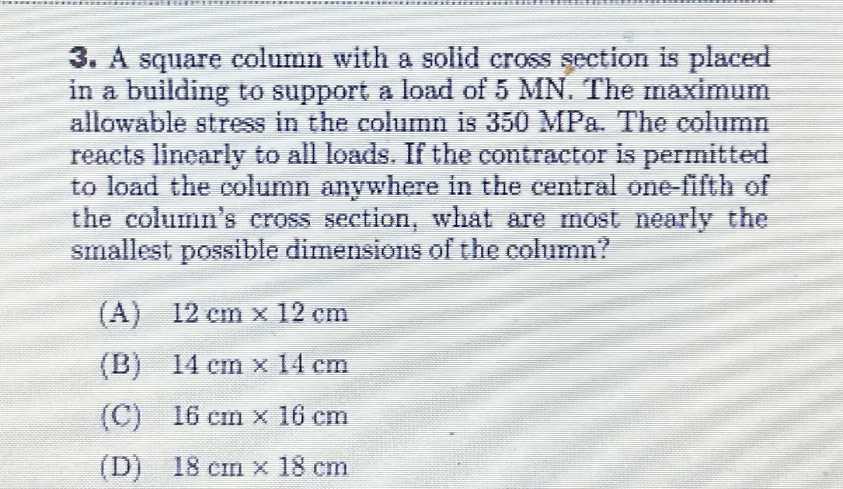 A square column with a solid cross section is