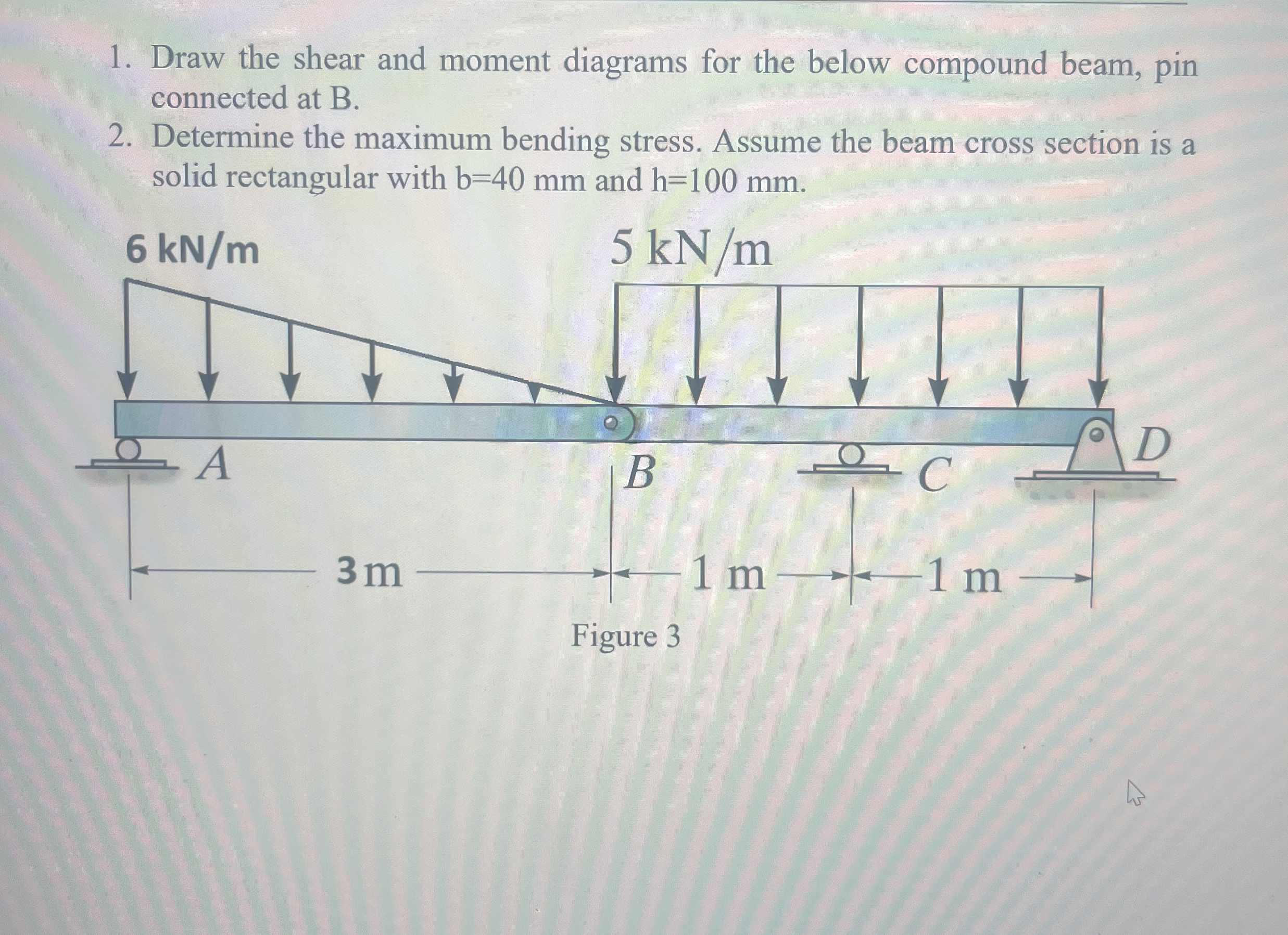 Draw the shear and moment diagrams for the below