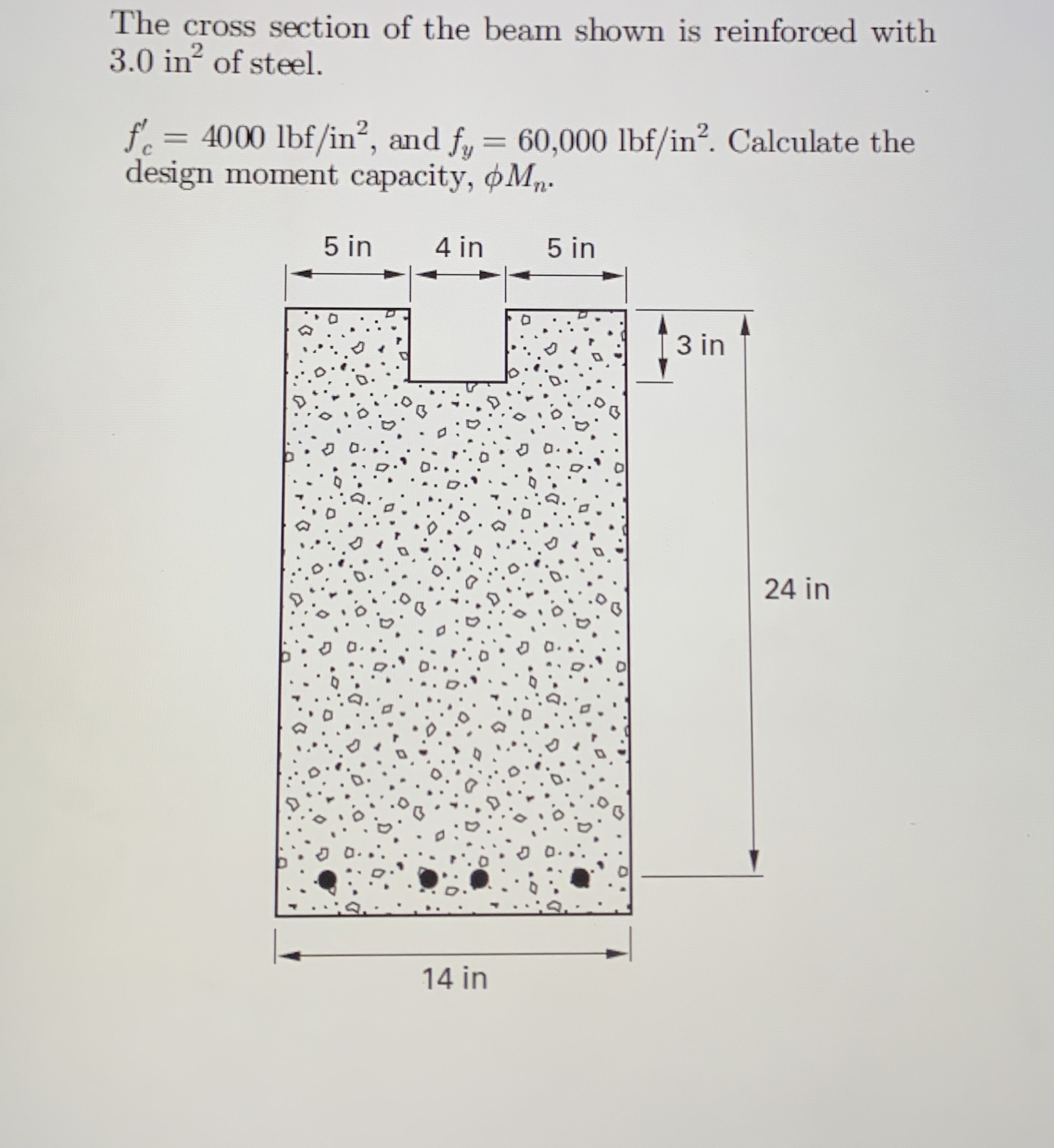 The cross section of the beam shown is reinforced