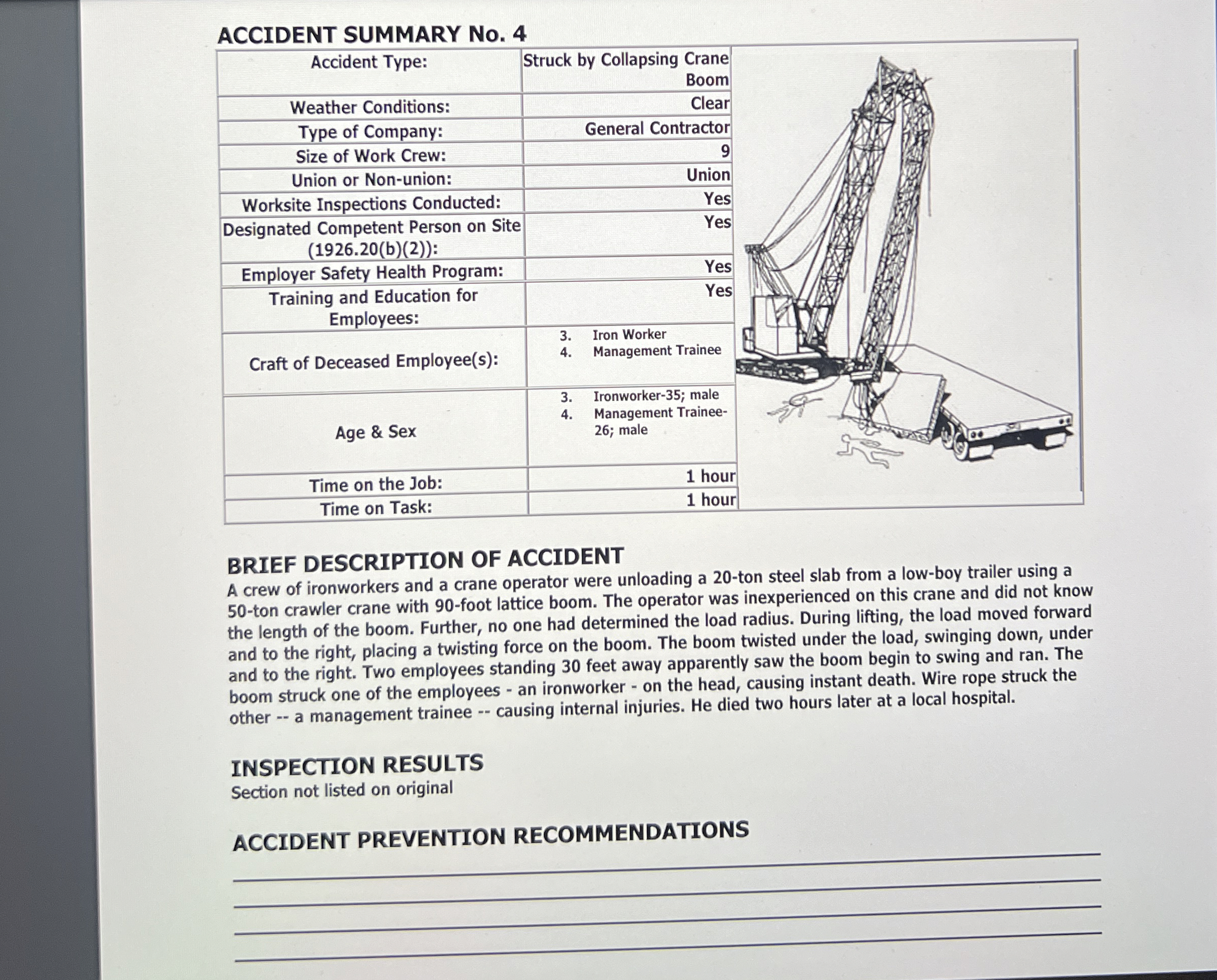 ACCIDENT SUMMARY No . 4 BRIEF DESCRIPTION OF