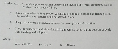 Design 1 0 . 1 : A simply supported beam is