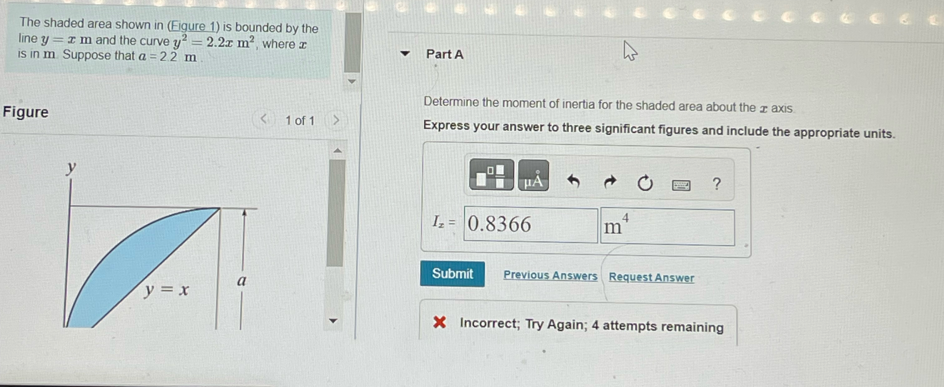 The shaded area shown in ( Figure 1 ) is bounded