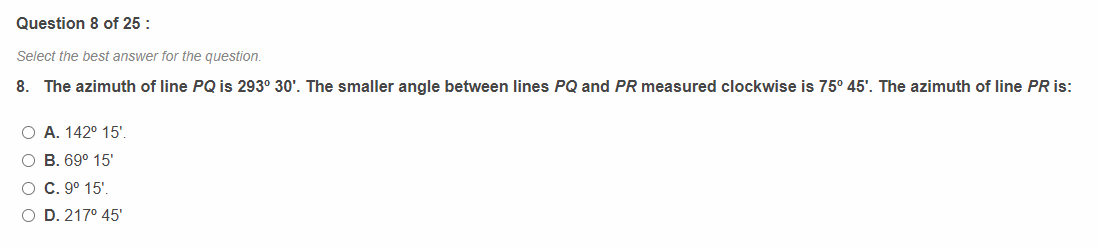 Question 8 of 2 5 : Select the best answer for