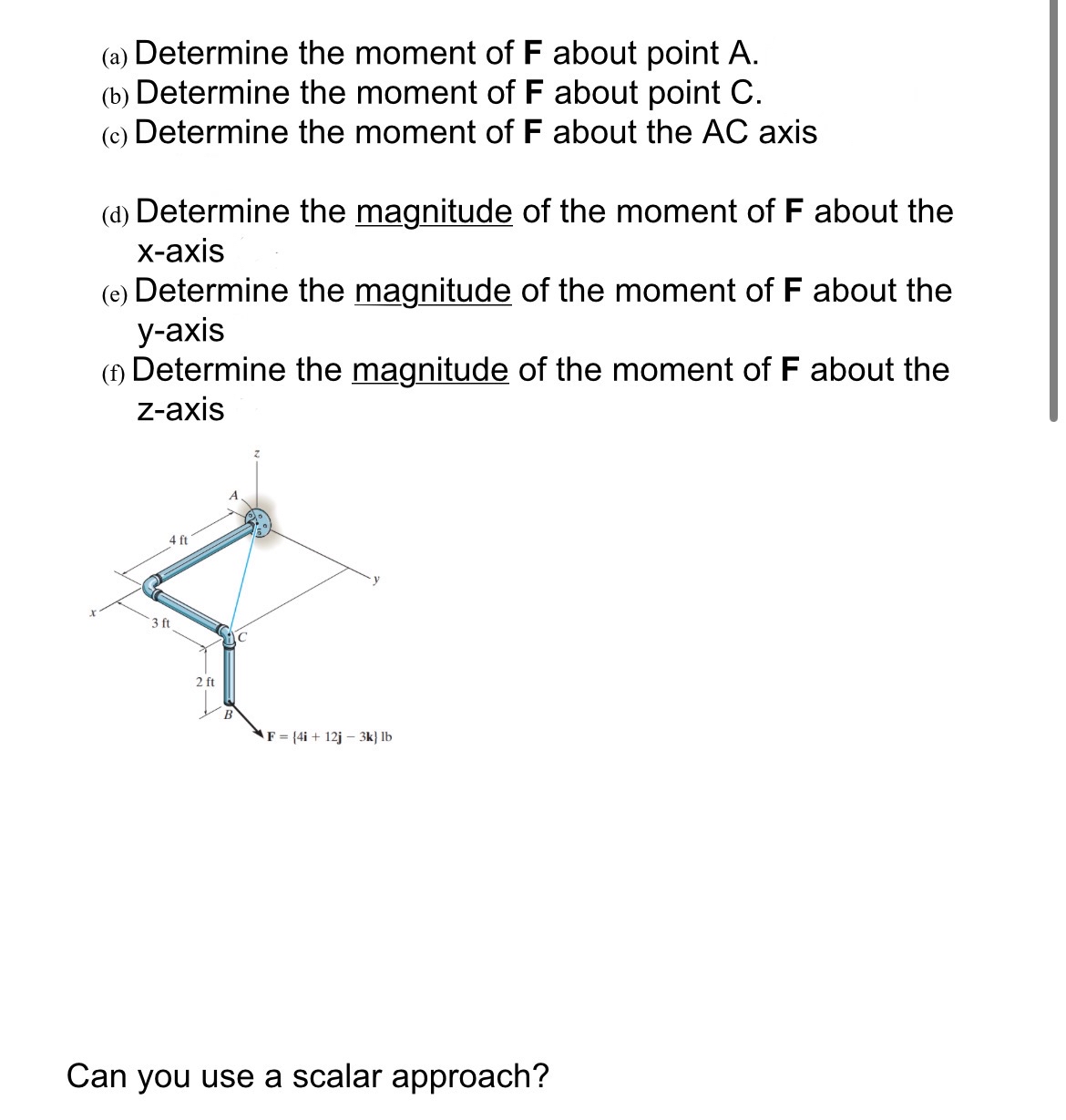 ( a ) Determine the moment of F about point A . (